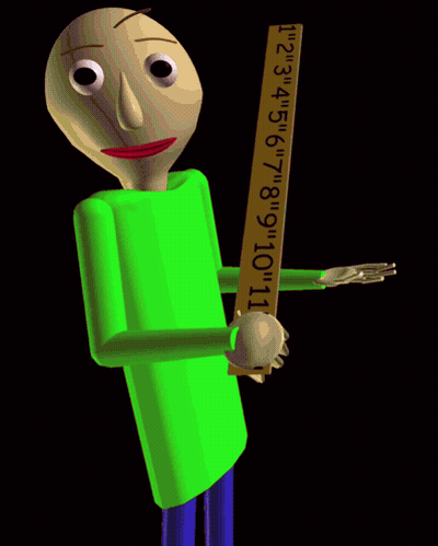 Red Cartoon Character Holding Ruler With Numbers 1-11 GIF