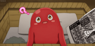 Red Cartoon Character Reading Newspaper With Question Mark GIF