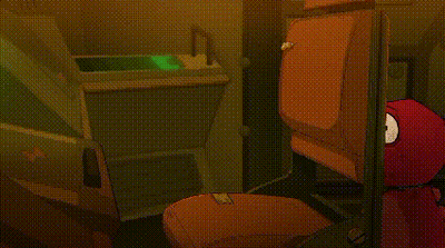 Red Cartoon Character Sitting On Toilet Reading Book GIF