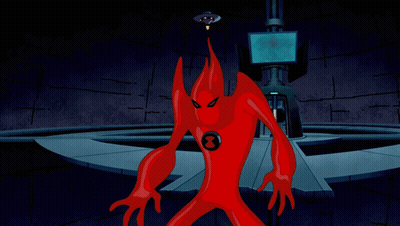 Red Cartoon Character With Black X GIF