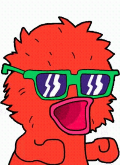 Red Cartoon Character With Green Sunglasses And S GIF