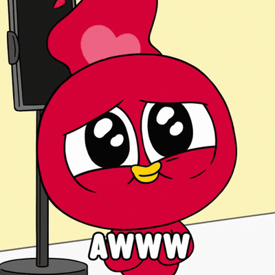 Red Cartoon Character With Heart On Head Saying Aww GIF