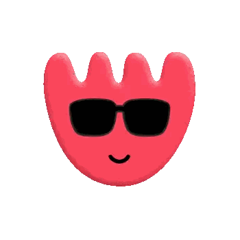 Red Cartoon Character With Mustache And Sunglasses Sticker