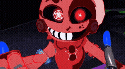 Red Cartoon Character With Pentagram In Eye GIF
