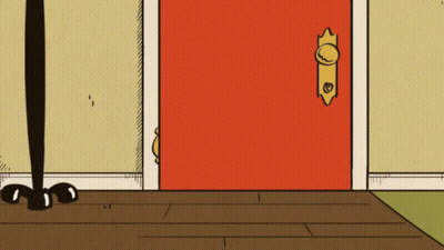 Red Cartoon Door With Gold Knob GIF