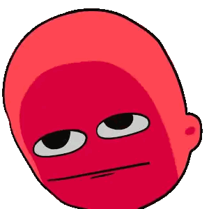 Red Cartoon Face Serious Look Sticker