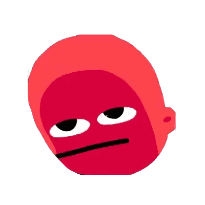 Red Cartoon Face With Serious Expression Sticker
