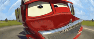 Red Cartoon Truck Driving Down Road GIF