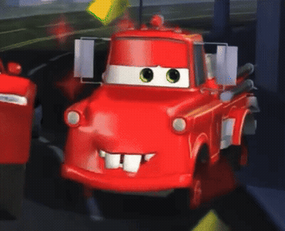 Red Cartoon Truck With Yellow Flag GIF