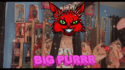 Red Cat Poster Saying Big Purrr GIF