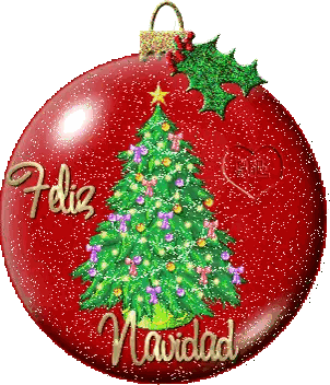 Red Christmas Ball With Tree Feliz Navidad Sticker