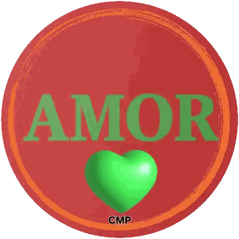 Red Circle With Amor And Green Heart Sticker