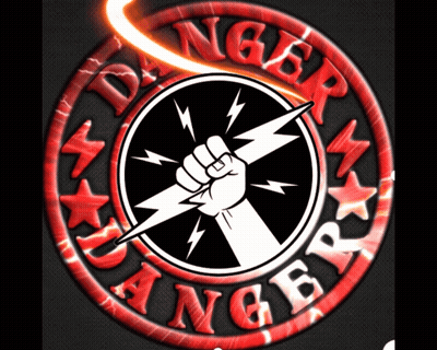 Red Circle With Fist Holding Lightning Bolt And Danger GIF