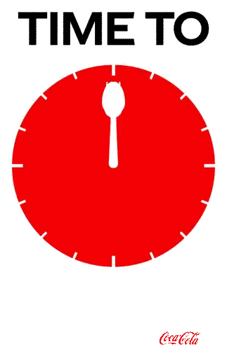 Red Clock With Fork And Spoon Sticker
