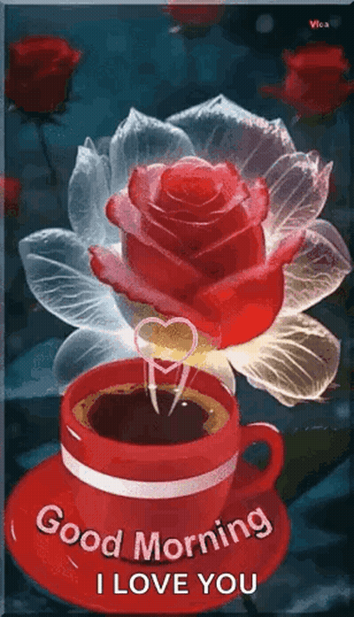 Red Coffee Cup And Rose GIF