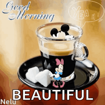 Red Coffee Cup And Rose With Heart On Saucer GIF