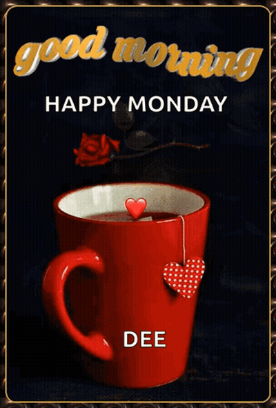 Red Coffee Cup With Heart Good Morning GIF