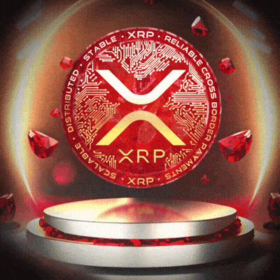 Red Coin Saying XRP On Pedestal GIF
