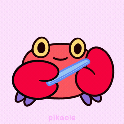 Red Crab With Yellow Eyes And Blue Tongue Saying Pikaole GIF