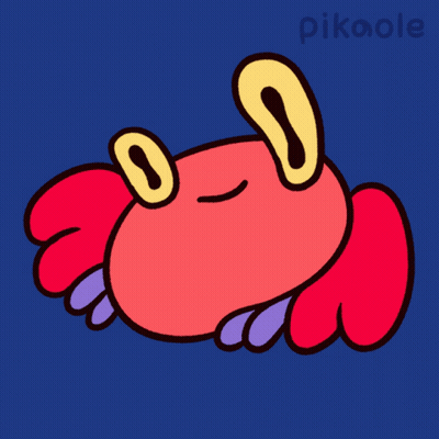 Red Crab With Yellow Eyes Saying Pikoole GIF