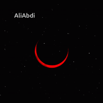 Red Crescent Moon Aliabdi On Black Background GIF