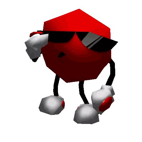 Red Cube With Sunglasses Sticker