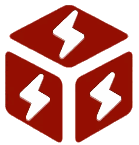 Red Cube With White Lightning Bolts Sticker
