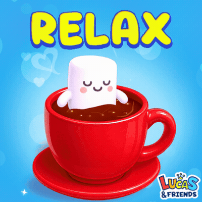 Red Cup Marshmallow Relax Lucas & Friends GIF