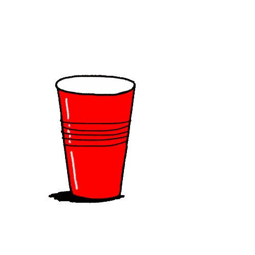 Red Cup With Yellow Hand Sticker