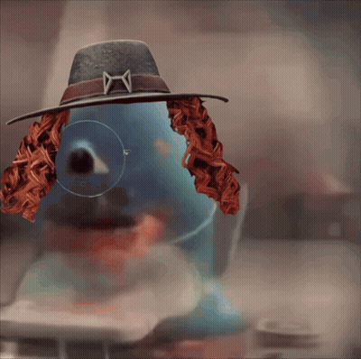 Red Curly Hair Cartoon Character Wearing Hat With Letter N GIF