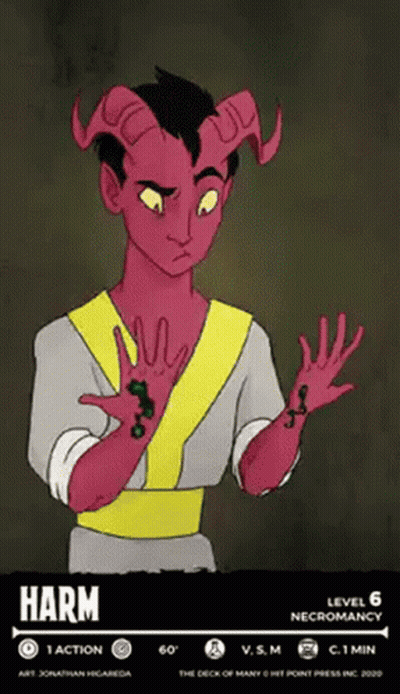 Red Demon With Horns Saying Harm GIF