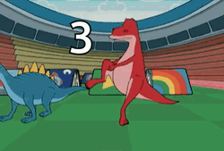 Red Dinosaur Broken Ankles GIF