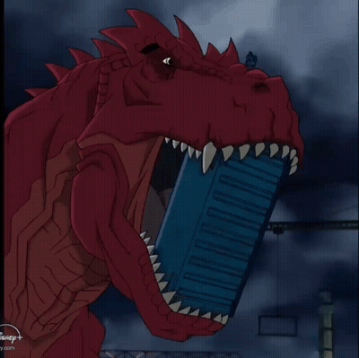 Red Dinosaur With Disney Plus GIF