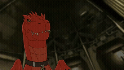 Red Dinosaur With Sharp Teeth GIF