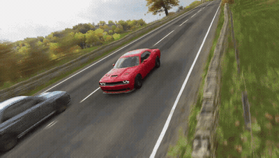 Red Dodge Challenger Driving GIF