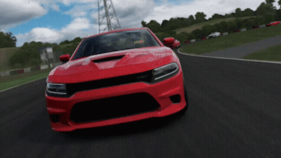 Red Dodge Charger Driving On Track GIF