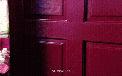 Red Door Saying Surprise GIF