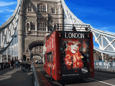 Red Double Decker Bus Saying London GIF