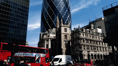 Red Double Decker Bus With Railway Children Ad GIF