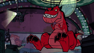 Red Dragon Cartoon With Projector GIF