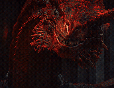 Red Dragon Face Close Up Black Background GIF