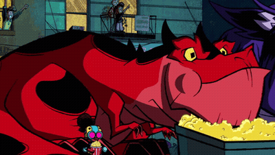 Red Dragon Holding Welcome Sign GIF