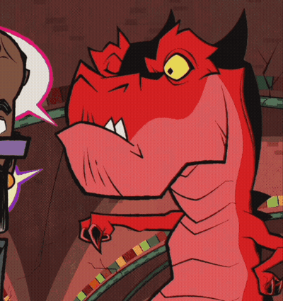 Red Dragon Talking To Man With Glasses GIF