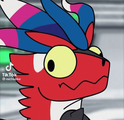 Red Dragon With Colorful Hat And TikTok Logo GIF