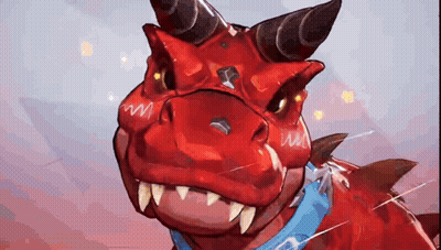 Red Dragon With Horns And Blue Collar GIF