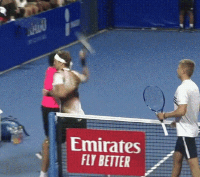 Red Emirates Fly Better Sign On Tennis Net GIF