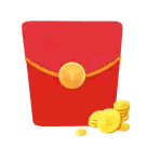 Red Envelope With Coin And Gold Coins Sticker
