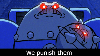 Red Eyed Cartoon Saying We Punish Them GIF