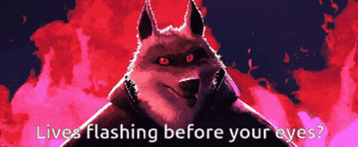 Red Eyed Wolf Pixel Art Lives Flashing Before Your Eyes GIF