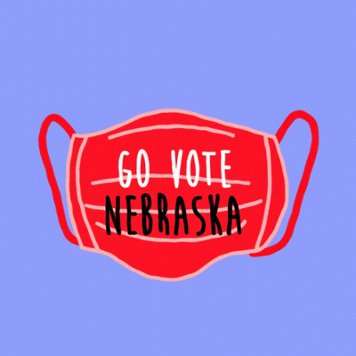 Red Face Mask Saying Go Vote Nebraska GIF